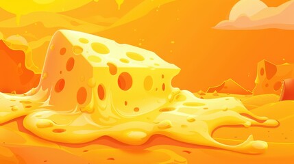 A melting cheese in a surreal landscape