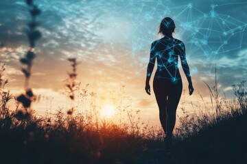 Tech enhanced human silhouette biohacking for health optimization in a clean future