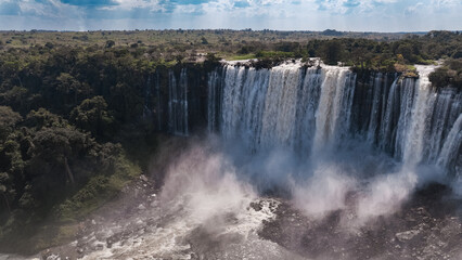 Kalandula Waterfall cascading beautifully in Angola under a clear sky