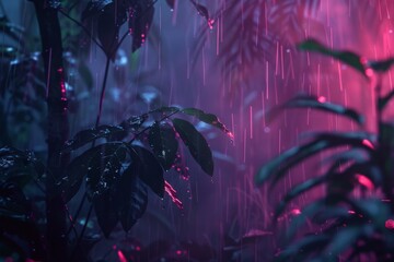 Tranquil atmosphere in a rainy landscape scene with serene peaceful