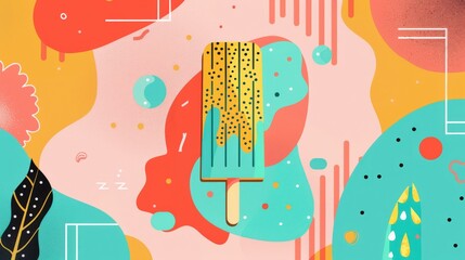 A melting popsicle with playful shapes