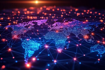 Global Digital Business Network Connection Illustration created with Generative AI