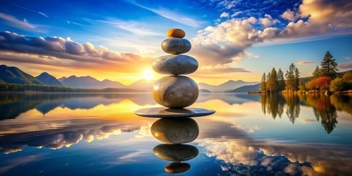 Zenithal Equilibrium: Perfectly balanced composition, symmetrical elements, harmonious tones, sense of tranquility