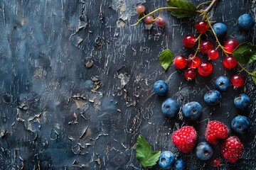 A selection of fresh blueberries, raspberries, and other berries arranged on a table