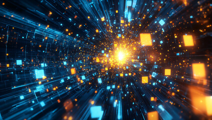 Fototapeta premium Abstract Digital Tunnel.