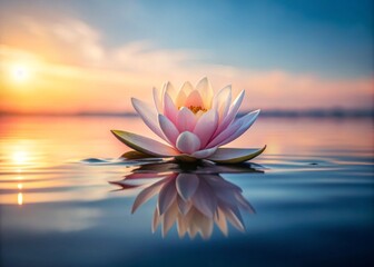 peaceful minimalist gentle guidance lotus flower petals calm water reflection serene soft natural morning light