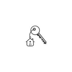 Keys with key chain ring and a house pendant  isolated on white background