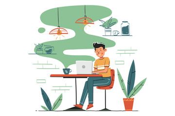 Work at Coffee Shop Illustration