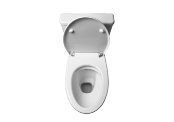 Top view of modern standing toilet bowl isolated isolated on a transparent or white background