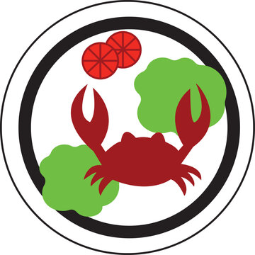 red crab on plate with food clip art preview