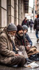 Fototapeta premium Homeless people on the streets