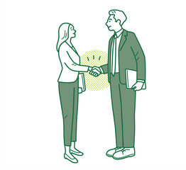 握手をするビジネスマン　男女　ベクターイラスト