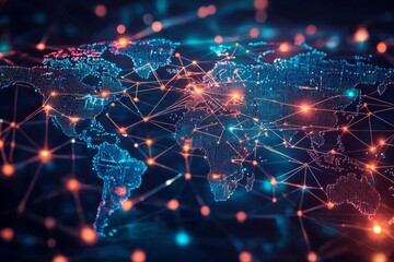 Obraz premium Global Digital Business Network Connection Illustration created with Generative AI