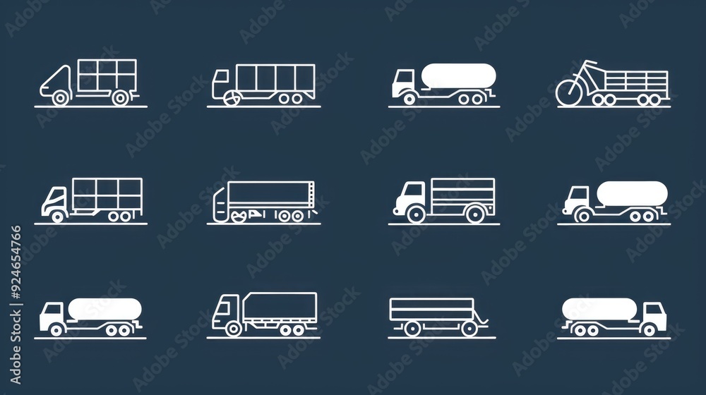Poster image featuring various types of trucks against a dark background
