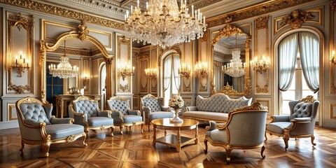Royal Rendezvous: Regal chairs, elegant chandeliers, and a touch of sophistication.