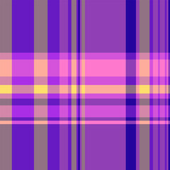 Tribal textile background pattern, old seamless check plaid. Napkin tartan texture fabric vector in purple and violet colors.