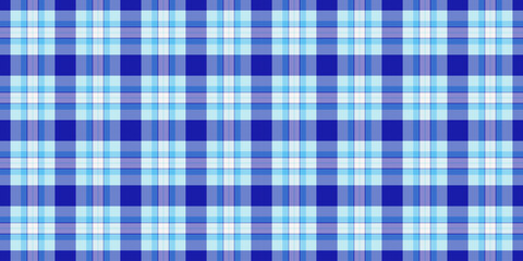 Nostalgic fabric vector pattern, trousers texture textile check. Warm background plaid tartan seamless in blue and cyan colors.