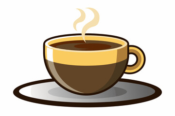 A steaming cup of coffee with a saucer
