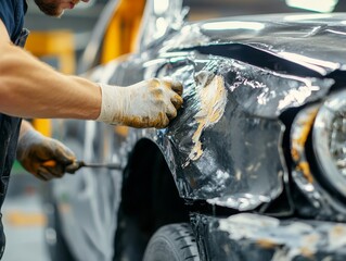 Specialized auto body repair  flawless restoration of dented fenders on concept car