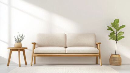 A Scandinavian living room with minimalist furniture light wood accents and neutral colors creating a bright and airy atmosphere 