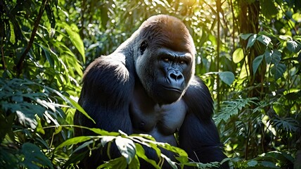 Obraz premium Gorilla in a Jungle Clearing