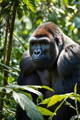 Obraz premium Gorilla in a Jungle Clearing
