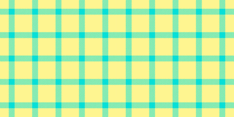 Graphic vector textile fabric, warm tartan seamless plaid. Age check background texture pattern in yellow and teal colors.