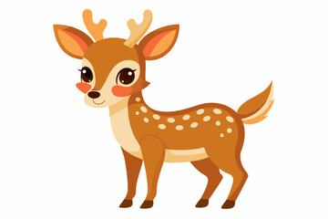 Adorable Cartoon Fawn with Brown Fur and White Spots