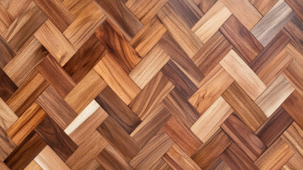 Fototapeta premium A close up of herringbone patterned wood floors showcasing the rich grain and natural beauty of the wood 