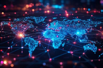 Global Digital Business Network Connection Illustration created with Generative AI