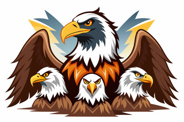 Three American Bald Eagles with Wings Spread Wide