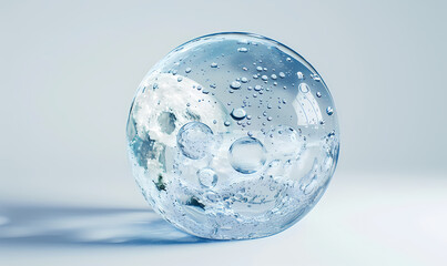 glass sphere on blue background