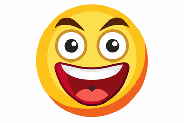 Fototapeta premium Yellow Cartoon Face with Wide Open Mouth and Excited Expression