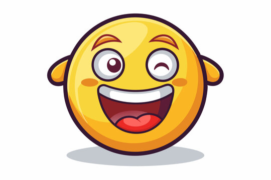 recommend clip art: Cartoon Yellow Emoji with Winking and Laughing Expression