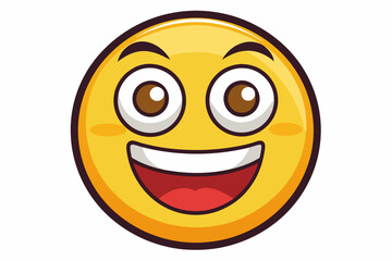 Yellow Cartoon Face with Wide Open Mouth and Wide Eyes