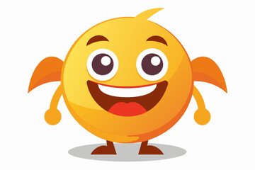 Cartoon of a Yellow Bird with Wings and a Smiling Face