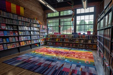 Pride Month Library Display Featuring LGBTQ+ Literature and Decor.