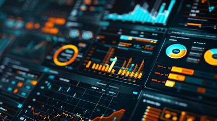 Obraz premium Digital background featuring a sleek analytics dashboard with brand awareness metrics