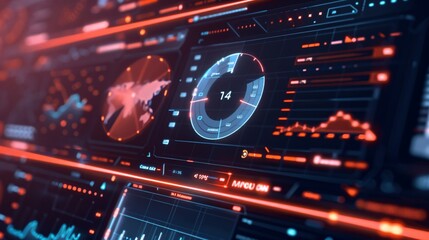 Digital background featuring a sleek analytics dashboard with brand awareness metrics