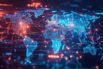 Obraz premium Global Digital Business Network Connection Illustration created with Generative AI
