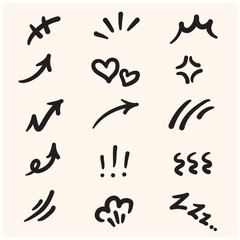 Line movement effect element With illustration style doodle and line art