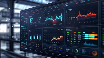 Obraz premium Digital background showcasing a comprehensive analytics dashboard with brand awareness data