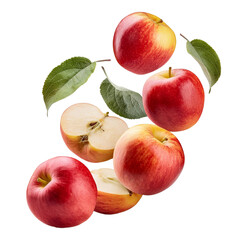 Falling Apples Isolated on White Background.png