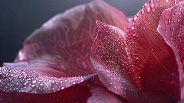Ultra-realistic close-up of a blooming rose petal, ultra-sharp and clear