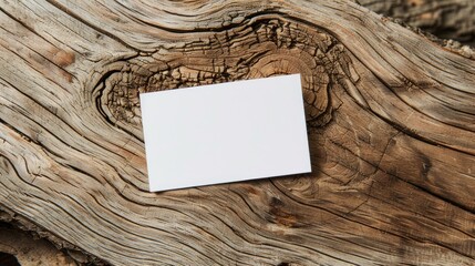 Blank business card mockup on wooden surface for design proposals