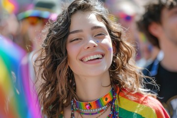 Passionate Activist Speaking at Pride Parade for LGBTQ+ Equality.