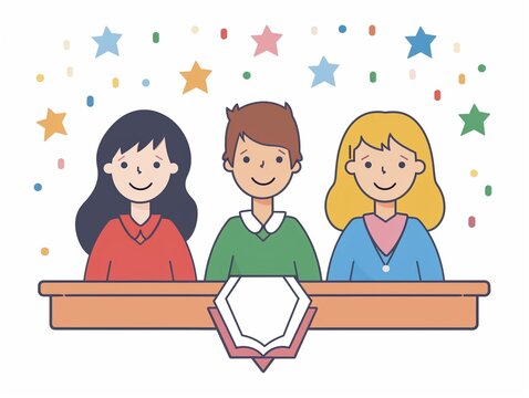 Student council and leadership clipart, election, flat art, simple cartoon 2D emblem