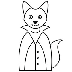 Colorful Halloween Fox as Vampire Illustration - Black and White Vector Art.