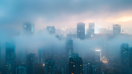 Urban skyline masked by PM 25, spotlighting urgent tech innovations and streamer awareness