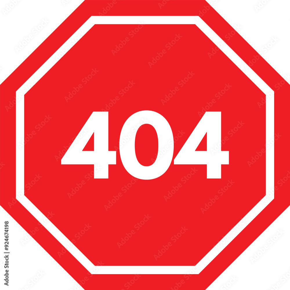 Poster red 404 error page not found icon isolated on white background . 404 error icon . page with a 404 er